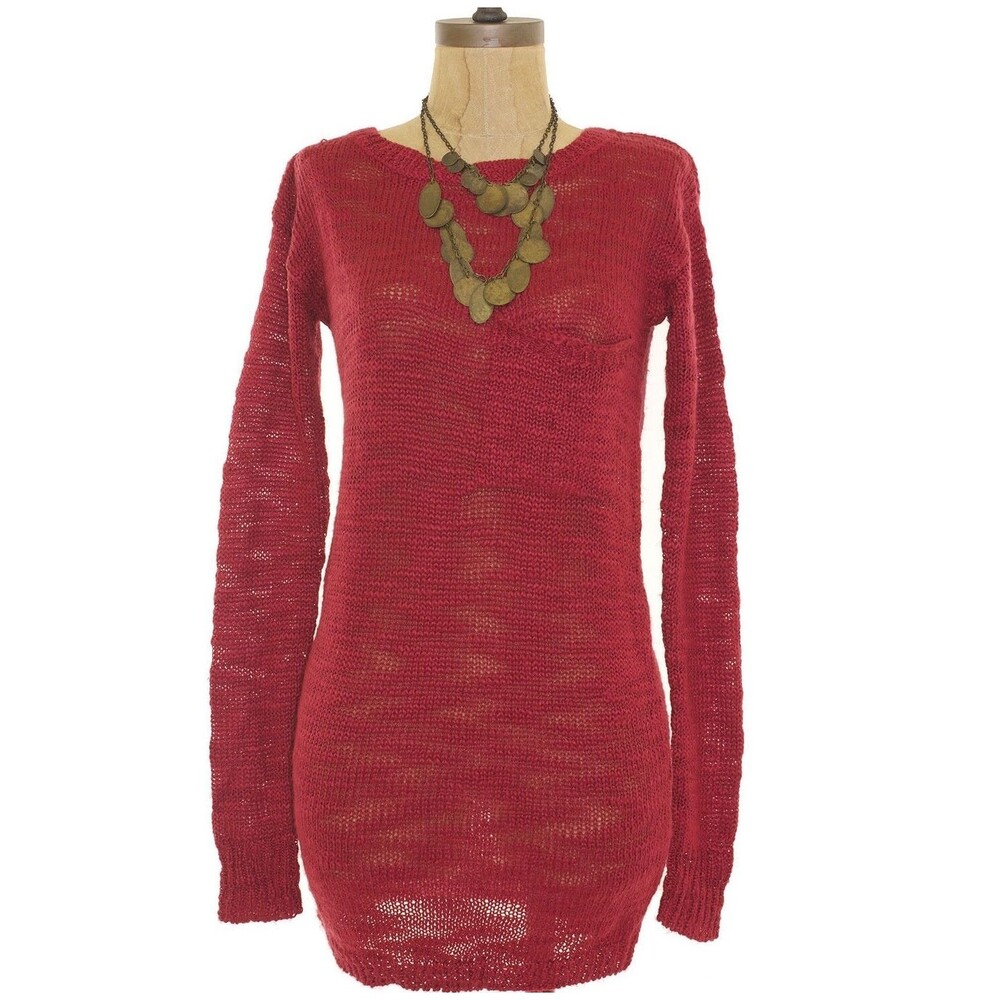 Sun & Shadow Nordstrom Sweater Tunic Top Size XS Burgundy Red Pullover EUC  B60